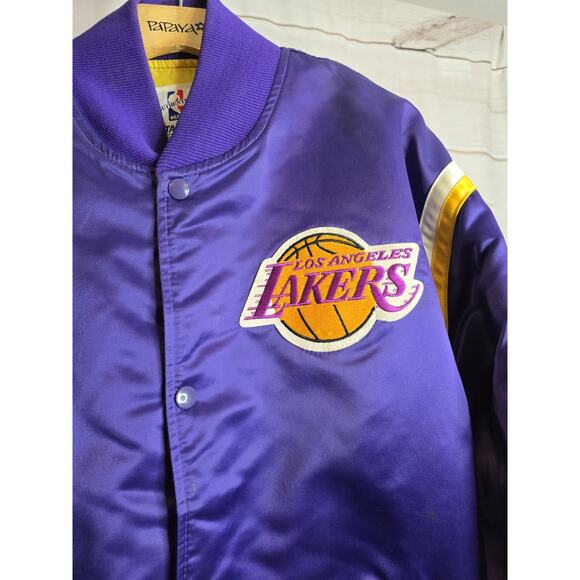 Vintage Starter NBA Los Angeles Lakers Satin Bomber Jacket Men's Sz XL - Picture 2 of 12